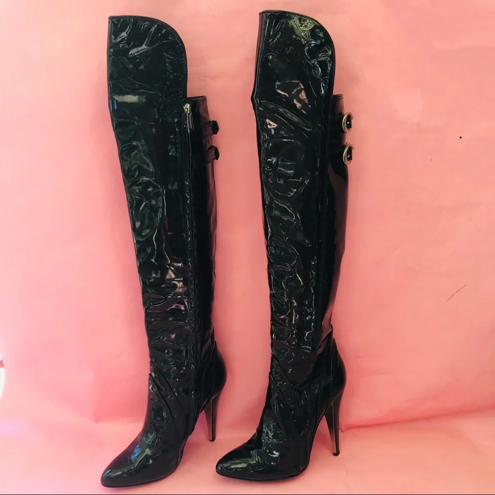 Vintage black Versace patent leather boots